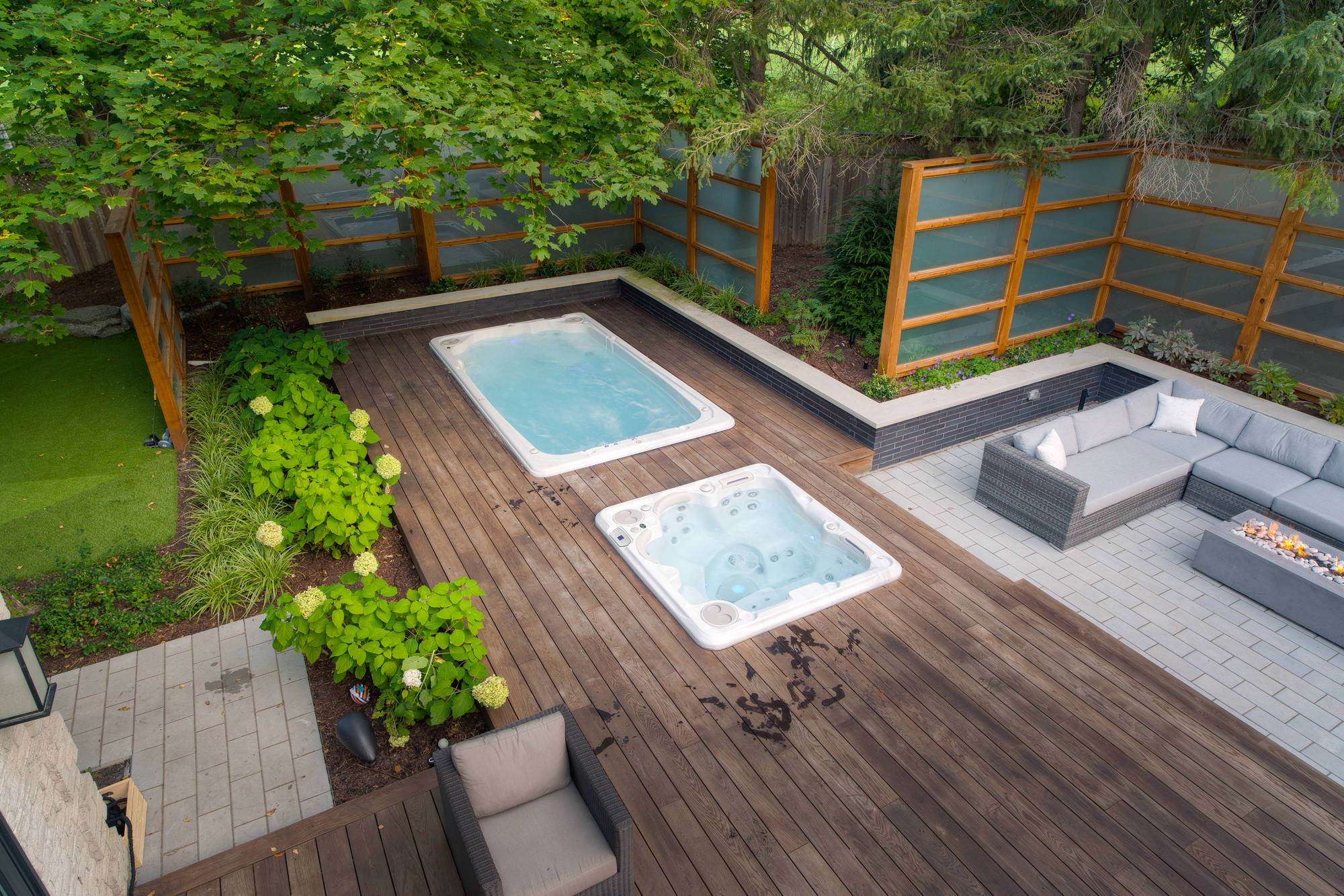 Inground hot tub and swm spa
