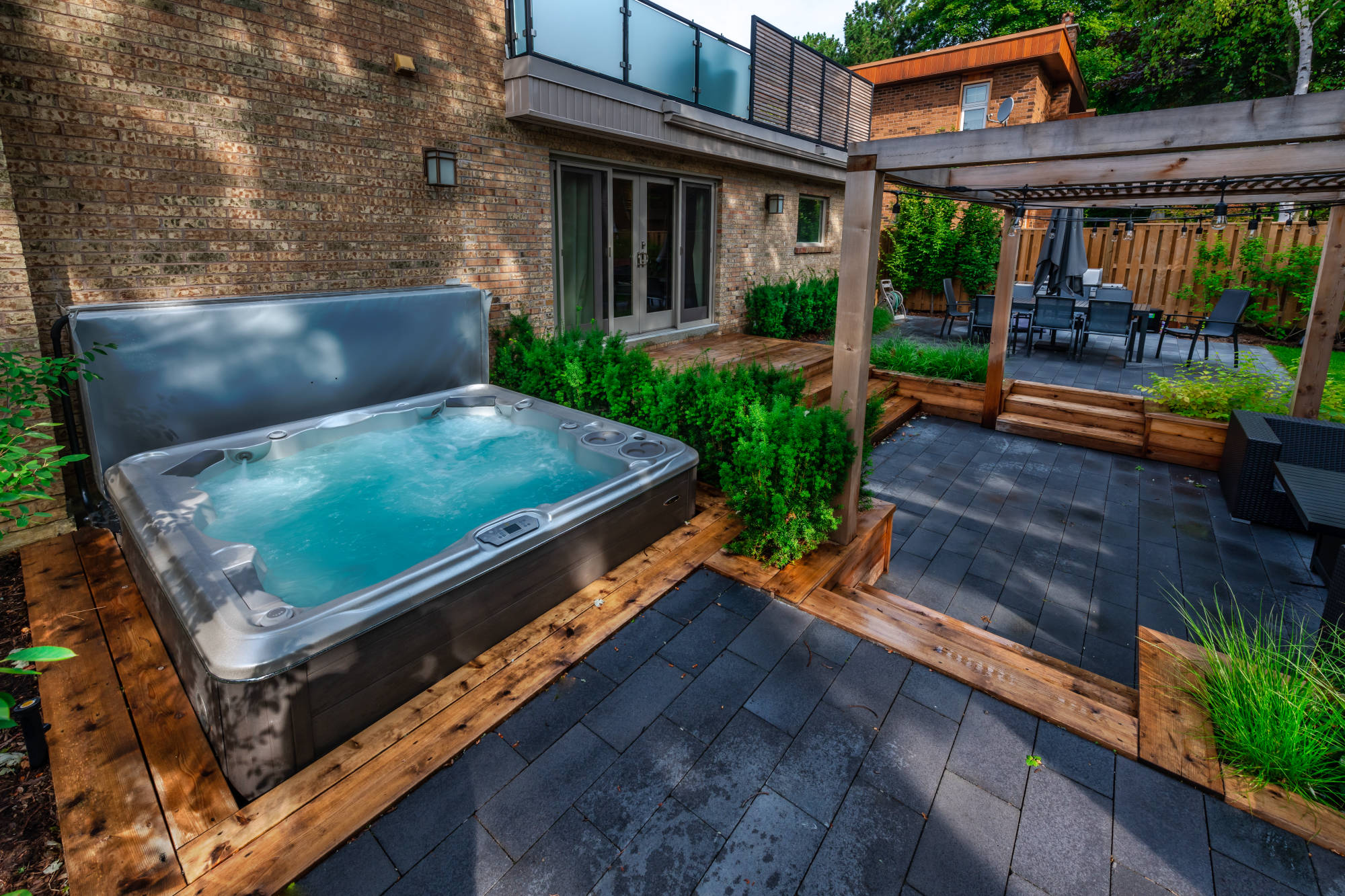 Hot Tub in backyard