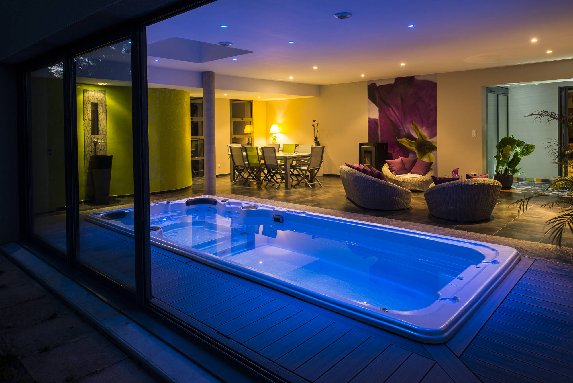 Swim Spa with Blue lighting